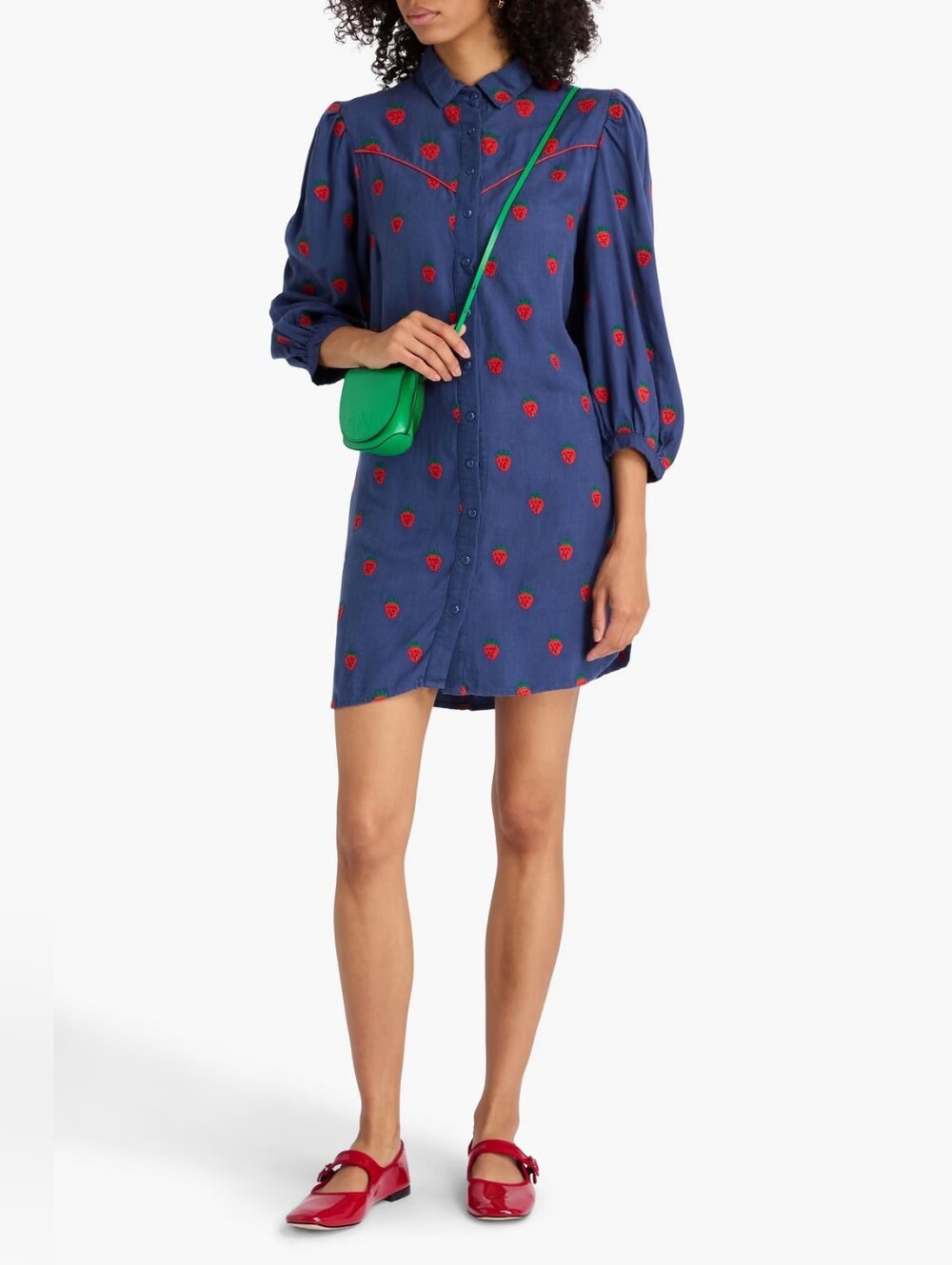 FARM RIO Embroidered linen-blend mini shirt dress size XL BNWT
